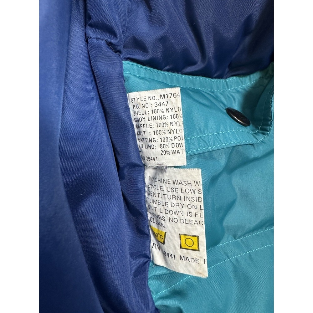 Vintage 80's 90's Mens Large Ski Jacket Down Filled Coat Inside Edge Blue Teal - Picture 6 of 16